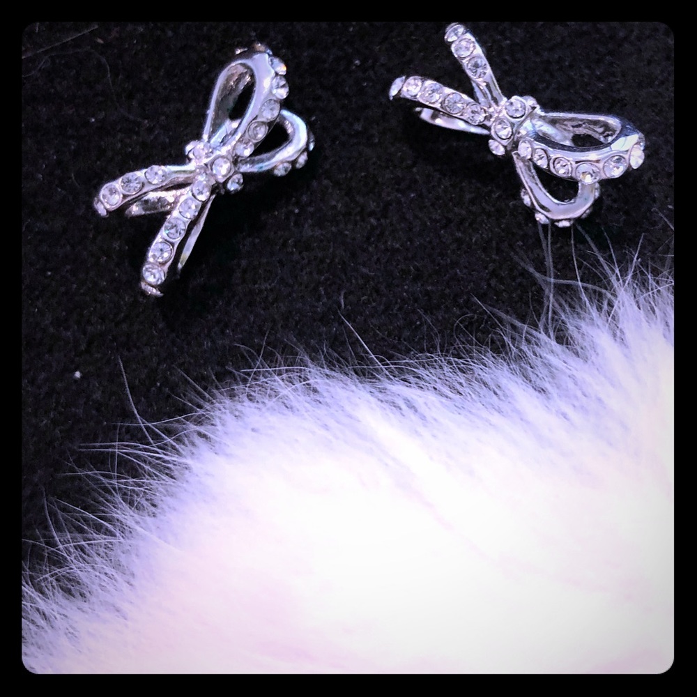 Kate Spade New York Pave Studs “Tied Up” Silvery